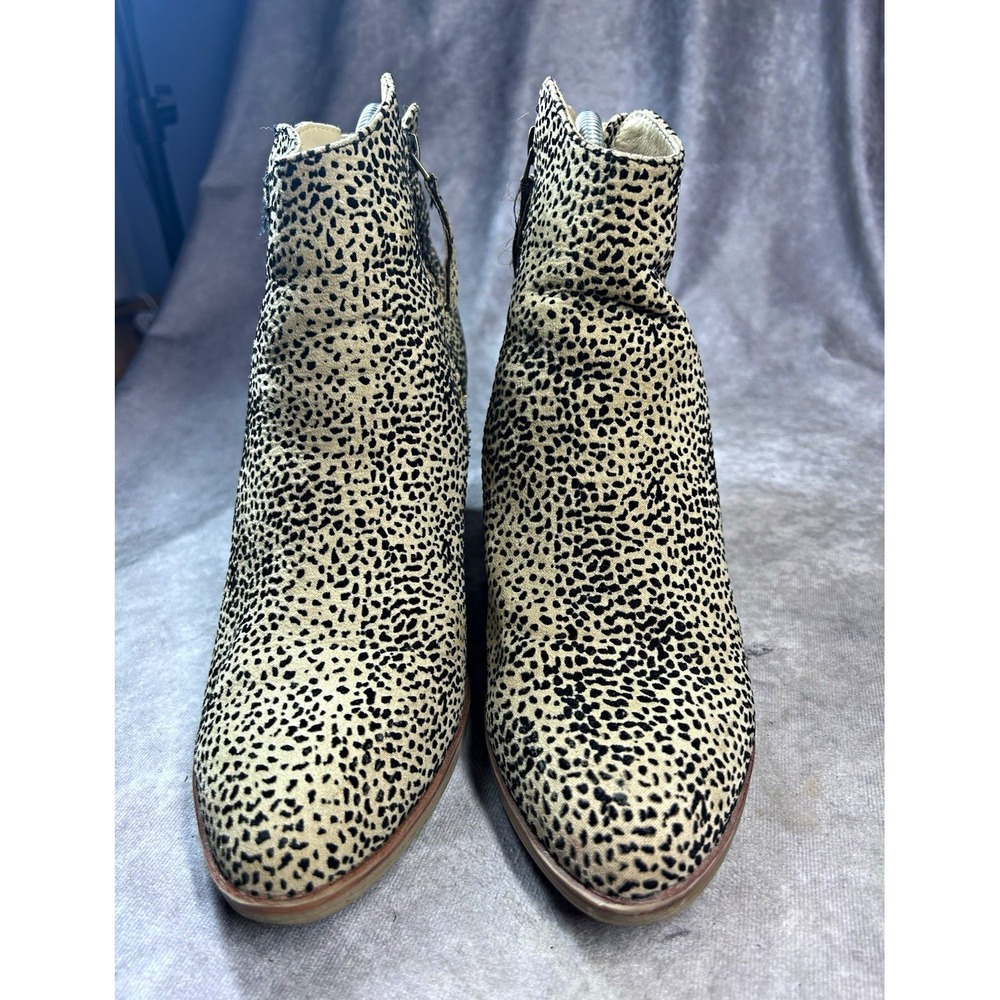 MIA Women's 9.5 Animal Print Hair On Hide Ankle Boots Block Heel Booties